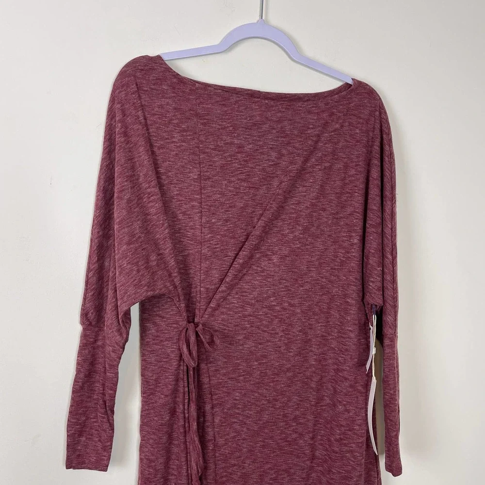 Caslon Red Syrah Heather Cozy Long Sleeve Knit Wrap Dress NWT Size L
